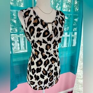 Sami & Jo Leopard Print Animal Print Sleeveless Top Size 2X